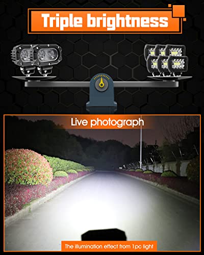 UNI-SHINE 2pcs 4 Inch LED Pod Lights, Off-Road Flood & Driving Cube Lights for Motorcycle, Truck, ATV, UTV, SUV, Boat - color: White Flood