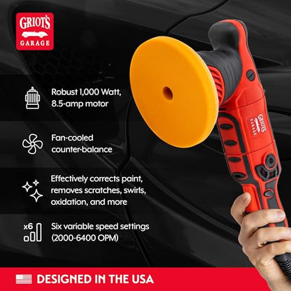 Griot's Garage G9 Random Orbital Polisher 10901 – 1000-Watt Dual Action Buffer for Car Detailing, Polishing, Waxing, Swirl and Scratch Removal – 6" Backing Plate, Variable Speed, Ergonomic Grip - size: G9 Random Orbital Polisher