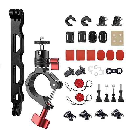 Action Cameras Mount Bundle for Motorcycle/Bicycle/Bike Handlebar | Aluminum Clamp Mounting Accessories for GoPro 13/12/11/10/9/8/7, for DJI Osmo Action 6/5Pro/4/3, for Insta360 X5 X4 X3