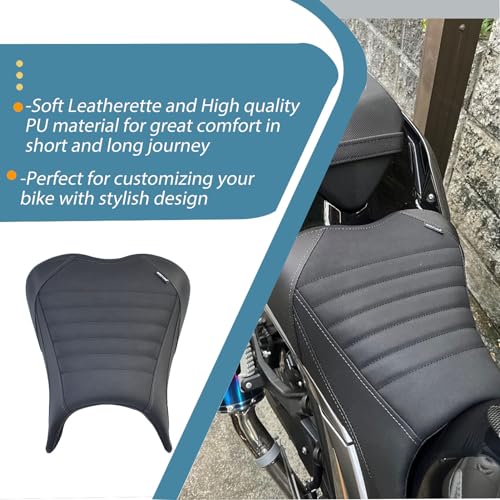 Upgrade Soft PU leather Front Driver Rider Seat Passenger Pillion Seat Cushion Comfortable compatible for ninja 400 Z400 Z-400 Accessories 2018-2024 (Front Seat-Black) - color: Black