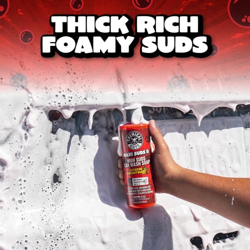 Chemical Guys Maxi Suds II Foaming Car Wash Soap – High Foam Car Wash Soap, Cherry Scent Shampoo and Gloss Booster for Foam Cannons, Guns or Buckets – Gentle, Safe for Trucks, SUVs, and RVs, 64 oz - size: 64 Fl Oz (Pack of 1), style: Only