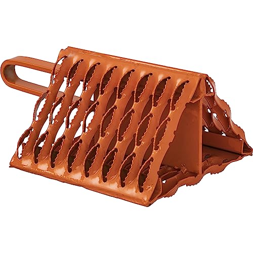 Buyers Products WC091061 Orange Powder Coated Galvanized Serrated Wheel Chock with Built-in Handle, 9 x 10 x 6 Inch, Extra Grip for Off-Road, Ice & Snow Conditions; Stable Tire & Trailer Chock