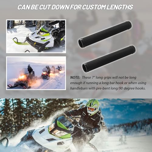 7" Snowmobile Handlebar Grips Compatible with 7/8'' Handlebars-Cat Polaris Skidoo Ultra Tacky Diamond Grip Surface is Soft and Comfortable - color: Black