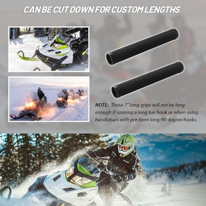 7" Snowmobile Handlebar Grips Compatible with 7/8'' Handlebars-Cat Polaris Skidoo Ultra Tacky Diamond Grip Surface is Soft and Comfortable - color: Black