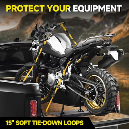 4Pcs Ratchet Tie Down Straps Kit for 2400lb Break Strength | 1” x 16FT Tie Down Straps with Soft Loop Tie-Downs & Safety S Hook - Cargo Strap Tie Down for Trucks, Motorcycle, Moving, Appliances-Yellow - color: Yellow