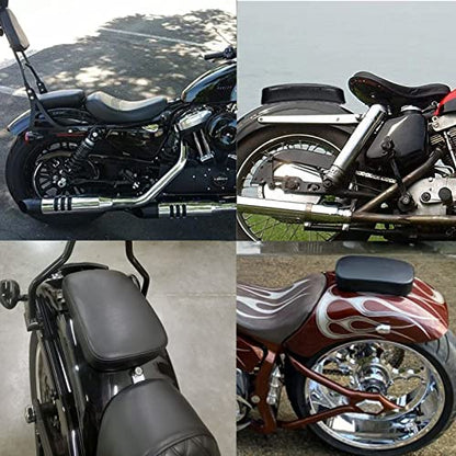 Motorcycle Leather Pillion Pad 6 Suction Cup Rear Passenger Seat for Harley Cruiser Chopper Custom Bikes