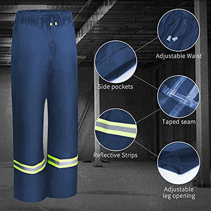 Rain Suits for Men Women Waterproof, Breathable Rain Coats with Eye-Catching Reflective Strip, Durable Rain Gear - color: Blue, size: 3X-Large