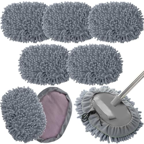 Tallew 5 Pcs Car Wash Mitt Kit, Car Clean Brush Not Included, Microfiber Mitt Clean Detail Cleaning Tools Truck Washing Chenille Scratch Replacement Kit for Auto RV Pickup Bus (Gray) - color: Gray