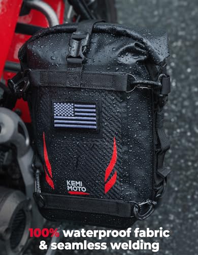 KEMIMOTO Universal Waterproof Motorcycle Tail Bag, Front Bumper Frame, Side Bag, Saddle Pannier Bag, Universal Fit for Dirt Bike, Adventure & Street Motorcycles 6.5L Red - color: Red
