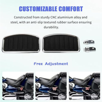 PSLER 2PCS Motorcycle Floorboards Adjustable Rear Passenger Foot Pegs, Compatible with Vstar Dragstar 400 650 V-Max XV125 XV250 VTX1800 VL400 VL800 C50, Chrome, Horizontal Stripes Pattern - size: Horizontal Stripes Pattern