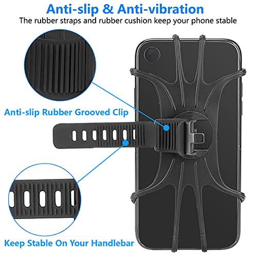 Kinizuxi Bike Phone Mount,360°Rotation Detachable Handlebar of Motorcycle Phone Mount,Adjustable Silicone Bike Phone Holder Compatible for iPhone,Android Cell Phones(Black) - color: One Black
