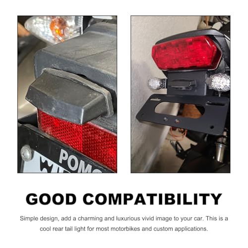 License Plate Lamp Assembly, 12V LED Bright Motorcycle Rear Tail Brake Light Turn Signals, 6K Waterproof Tail Light License Plate Lamp Universal for Most Motorbikes