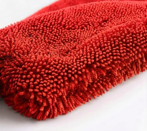 Automotive Detailing Twisted Loop Car Drying Towel, 1400GSM, 36"x24", Streak Free, Lint Free, Reusable Microfiber Cleaning Cloth for Car, Truck, SUV, Crimson - color: Crimson