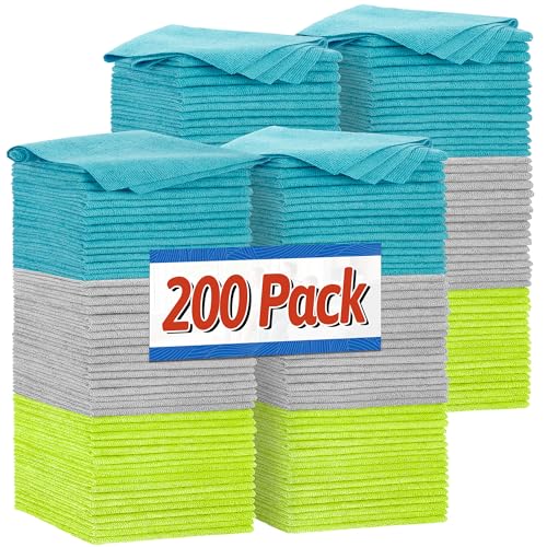 FIXSMITH Shop Towels, Microfiber Cleaning Cloth Bulk, 200 Pack Microfiber Towels for Cars, All-Purpose Absorbent Cleaning Rags, Dust Cloth for Automotive, Mechanic, Garage, Bar, 11.5 x 11.5 inch - color: Multi-colors, size: 200PK