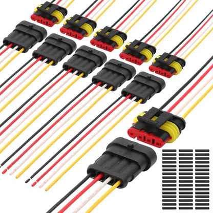 Connector Waterproof, 18 AWG Automotive Electrical Connectors Male and Female Way with Heat Shrink Tubing for Car Truck Boat and Other Wire Connections (4pin 6 Kits) - size: 4pin 6 Kits
