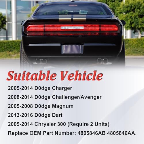 1PC LED License Plate Lights, 18-SMD 6000K White Rear Bumper Tag Lamps Assembly Compatible with D0dge Charger Challenger Avenger Magnum Dart, 4805846AA