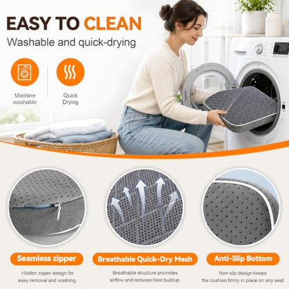 Slowell TPE Double Layer Gel Seat Cushion for Long Sitting - Enlarged Thickened Patent Design with Ergonomic Coccyx Support, Soft Breathable Cooling Non-Slip Bottom for Office Chair, Car, Wheelchair