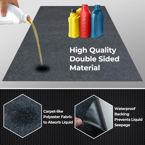 IRONMAX Garage Floor Mat 7.4’ x 17’ - Cuttable Garage Rug with Non-Slip Waterproof Backing, Washable Floor Protector, Oil Absorbent Parking Mat for Under Car, Motorcycle & Golf Cart - size: 7'4" x 17'