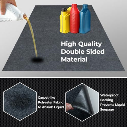 IRONMAX Garage Floor Mat 7.4’ x 17’ - Cuttable Garage Rug with Non-Slip Waterproof Backing, Washable Floor Protector, Oil Absorbent Parking Mat for Under Car, Motorcycle & Golf Cart - size: 7'4" x 17'
