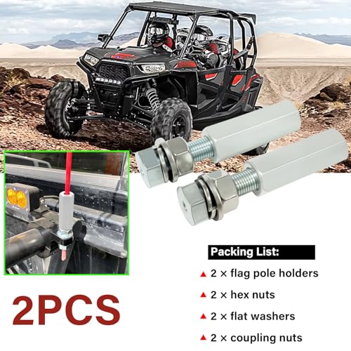 Universal Silver 1/4'' Quick Release Flag Pole Holder-2 Pack | Whip Dune Flag Mount, for Motocross, UTV, ATV, Motorcycle, Boat, Off Road, Aluminum and Steel Material - color: Silver