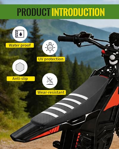 Seat Cover Fit for Yozma in 10, White Stripe Non-Slip Motorcycle Cushion Cover, for Electric Dirt Bike Ebike - color: White