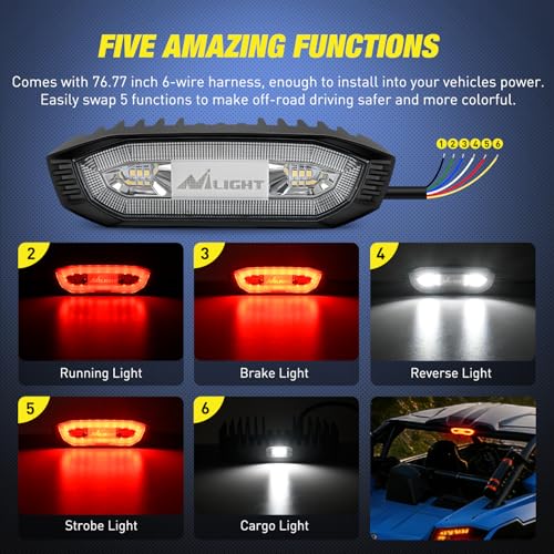 Nilight UTV LED Chase Brake Light Universal 1.75”-2.0” Roll Bar Mount Running Strobe Reverse Cargo Lights for ATV Can-Am Polaris RZR Dune Buggy Golf Cart Boat - color: UTV LED Chase Brake Light 1PCS