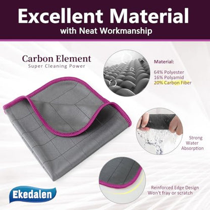 Microfiber Cleaning Cloth Lint Free Glass Cleaner Window Polishing Streak Free Miracle Easy Clean Rag Reusable for Mirror Kitchen Dish Auto Detailing, Pack of 6, 16"x12", Grey-Purple - color: Grey-purple, 12 X 16 Inch