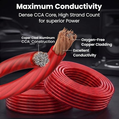 GEARit 8 Gauge Wire 50 ft Red, 8 AWG Battery Cable CCA, Copper-Clad Aluminum Power Cable for Car Audio Amp, Automotive, RV - color: 8 Gauge Wire, size: Red - 50ft