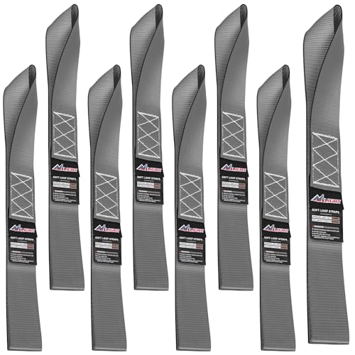 Nilight Soft Loop 1.7”×17" Motorcycle Tie Down Straps Heavy Duty 12000Lbs Max Break Strength for Securing ATV UTV Kayak Moving Cargo (8PK-Grey) - color: Grey