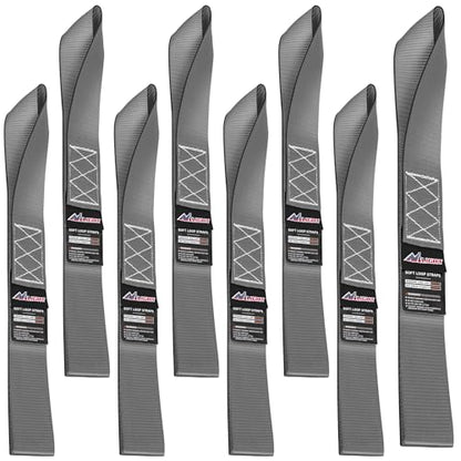 Nilight Soft Loop 1.7”×17" Motorcycle Tie Down Straps Heavy Duty 12000Lbs Max Break Strength for Securing ATV UTV Kayak Moving Cargo (8PK-Grey) - color: Grey