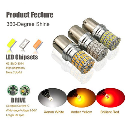 iBrightstar 9-30V Extremely Bright 1157 2057 2357 7528 BAY15D LED Bulbs replacement for Tail Brake Lights, Brilliant Red - color: Brilliant Red, style: 1157