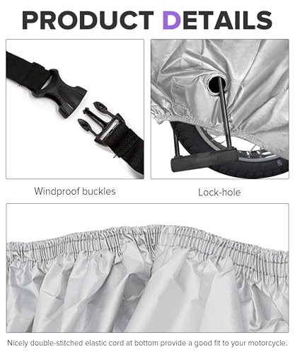 Motorcycle Cover,Car Accessories,Universal Rainproof Snowproof Motorcycle Cover Waterproof Outdoor,Powersports Vehicle Covers,Suitable for Most Heavy Duty Motorbike,Moped,Dirt Bike