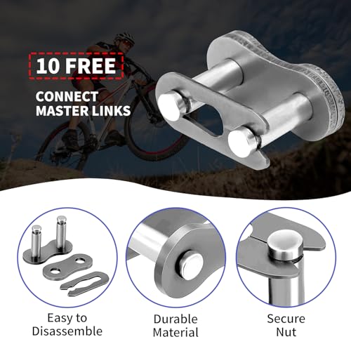 25 Roller Chain 3 Feet with 10 Connecting Link and Chain Breaker, #25 Drive Chain Compatible with Razor 50cc MX500 MX650 SX500 Rocket Bike, Fit for Go Karts/Mini Bikes/Dirt Bike/Scooters/ATV - size: 144 Link