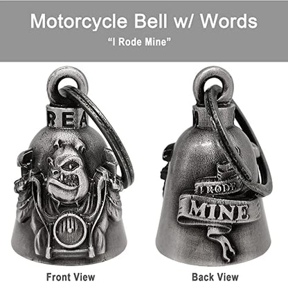Dream Apparel Motorcycle Bell Guardian Angel Drive Away Gremlin, Biker Bell for Men Women Rider Riding, Good Luck Gift - color: Bulldog & Bike & I Rode Mine