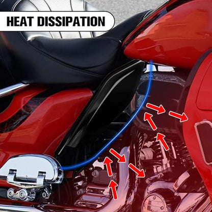 Vivid Black Mid-Frame Air Heat Deflectors Trim Set (Left and Right) 2009-2024 for Harley-Davidson Touring Models Street Glide Road Glide Electra Glide Road King Ultra Limited Tri Glide CVO