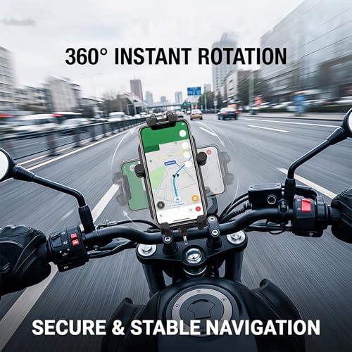 MFGZD Motorcycle Phone Mount Holder Handlebar Clamp With Vibration Dampener, Anti-Shake Adjustable Handlebar Cellphone Clamp Mount For Motorcycle ATV Bicycle Scooter Moped Bike Stroller, 4.8-7" Phones - color: Handlebar Mount