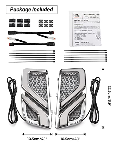 KEMIMOTO Motorcycle LED Turn Signal Running Light for Fairing Lower Grills Compatible with Touring Electra Glide Ultra Limited Road Glide 2014-2022 2023 2024 2025 1 Pair Chrome - color: Chrome