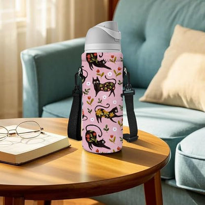 RICHEN Neoprene Water Bottle Carrier Bag with Adjustable Shoulder Strap,Insulated Water Bottle Cover for Stainless Steel/Glass/Plastic Bottles - color: BC-51, size: 750ml