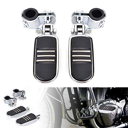Motorcycle Highway Pegs, Crash Bar Foot Pegs for Harley Touring Electra Street Glide Road King Sportster, Kawasaki, 1"(25mm), 1 1/4"(32mm), 1 1/3"(34mm) Engine Guard Footrest, 1 Pair - color: Streamliner Style - Chrome