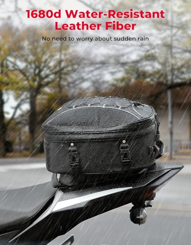 KEMIMOTO Motorcycle Tail Bag, Dual Use Motorcycle Rear Seat Bag with Waterproof Rain Cover, 22L-34L Expandable Motorbike Helmet Bag Luggage Storage Backpack with 6 straps - size: 22L-34L