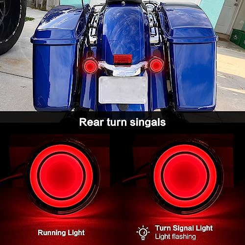 Motorcycle 1156 LED Turn Signal Light Front Rear 2 Inch Bullet Smoked Lens Compatible with Harley Softail Touring Dyna Fat Boy Sportster Road King Street Glide Electra Glide - color: 1156[Red+Smoke lens/Rear]