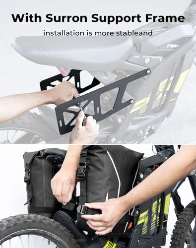 KEMIMOTO Motorcycle Saddlebags,Waterproof Luggage Bag with Surron support frame, Bike Panniers Compatible with Sur-Ron Light Bee X and S X160 X260 Grom Navi Dirt Bike Mini Motorcross Sport Bike 12L