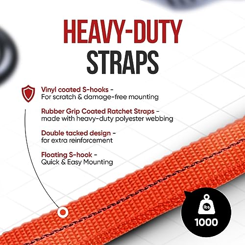 Cajun Tie Downs 3-Point Ratchet Tie Down Strap, Jet Ski, Sea Doo & Wave Runner Transom Straps, Vinyl S-Hooks, Made in USA, Red, 10 ft - color: Red, size: 10 Feet