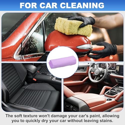 HARFINGTON Car Premium Shammy Cloth 26" x 16.9" PVA Chamois Wash Drying Towel Ultra Absorbent No Scratches in D Shaped Bucket for Cars Motorcycles Glass Countertops Phone Laptop, Purple - color: Purple