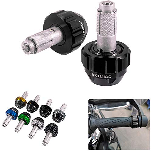 Throttle Lock Cruise Control Grip Ends Handlebar Plugs Sliders for 22mm Motorcycle Handlebar with 14mm/18mm Inner Diameter or with M6 Screw Holes (Black) - color: Black