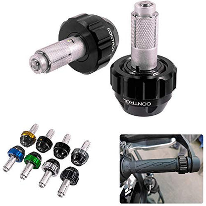 Throttle Lock Cruise Control Grip Ends Handlebar Plugs Sliders for 22mm Motorcycle Handlebar with 14mm/18mm Inner Diameter or with M6 Screw Holes (Black) - color: Black
