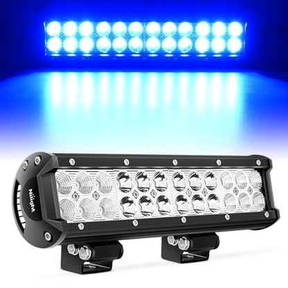 Nilight LED Light Bar 12 Inch 72W Spot Flood Combo Blue Beam Off Road Lights Fishing Hunting Emergency Deck Boat Work Lighting for Trucks UTV Pick-up Van Boat Tractor - color: Blue