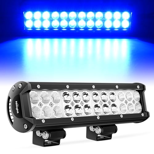 Nilight LED Light Bar 12 Inch 72W Spot Flood Combo Blue Beam Off Road Lights Fishing Hunting Emergency Deck Boat Work Lighting for Trucks UTV Pick-up Van Boat Tractor - color: Blue