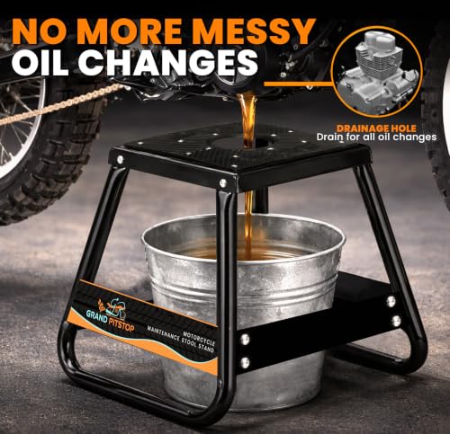 GRAND PITSTOP Heavy Duty Motorcycle Stand - Universal Dirt Bike Maintenance Stand, Powder Coated Steel, Non-Slip Off-Road MX Stand (Black)