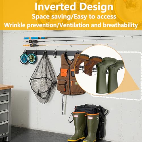 Boot Rack - 4 Pair Wader Hangers Wall Mount Boot Organizer for Tall Boots, Heavy Duty Boot Hangers Holder Sturdy Metal Wall Mounted Shoe Rack for Garage Mudroom Closet Entryway Black 2 Pack